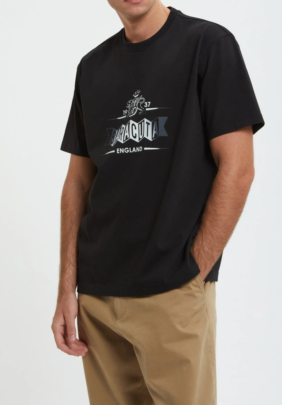 BARACUTA T-Shirt Uomo Faded Logo-Nero