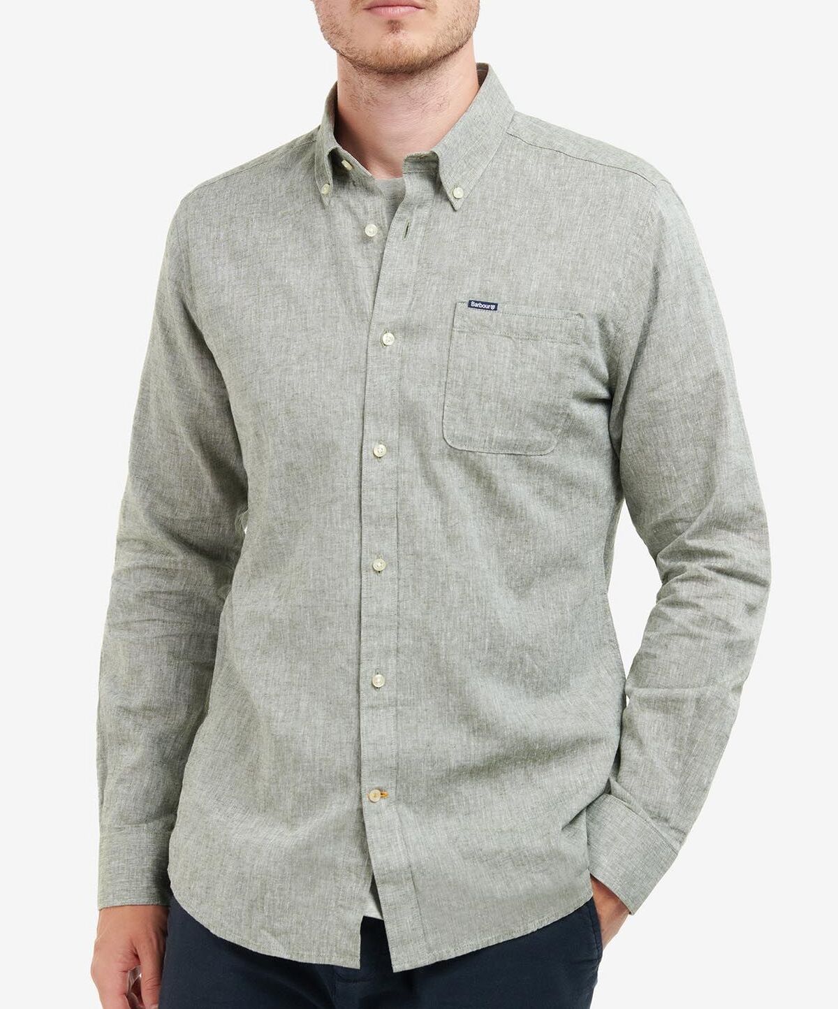 BARBOUR Camicia Uomo Nelson Sartoriale-Bleached Olive