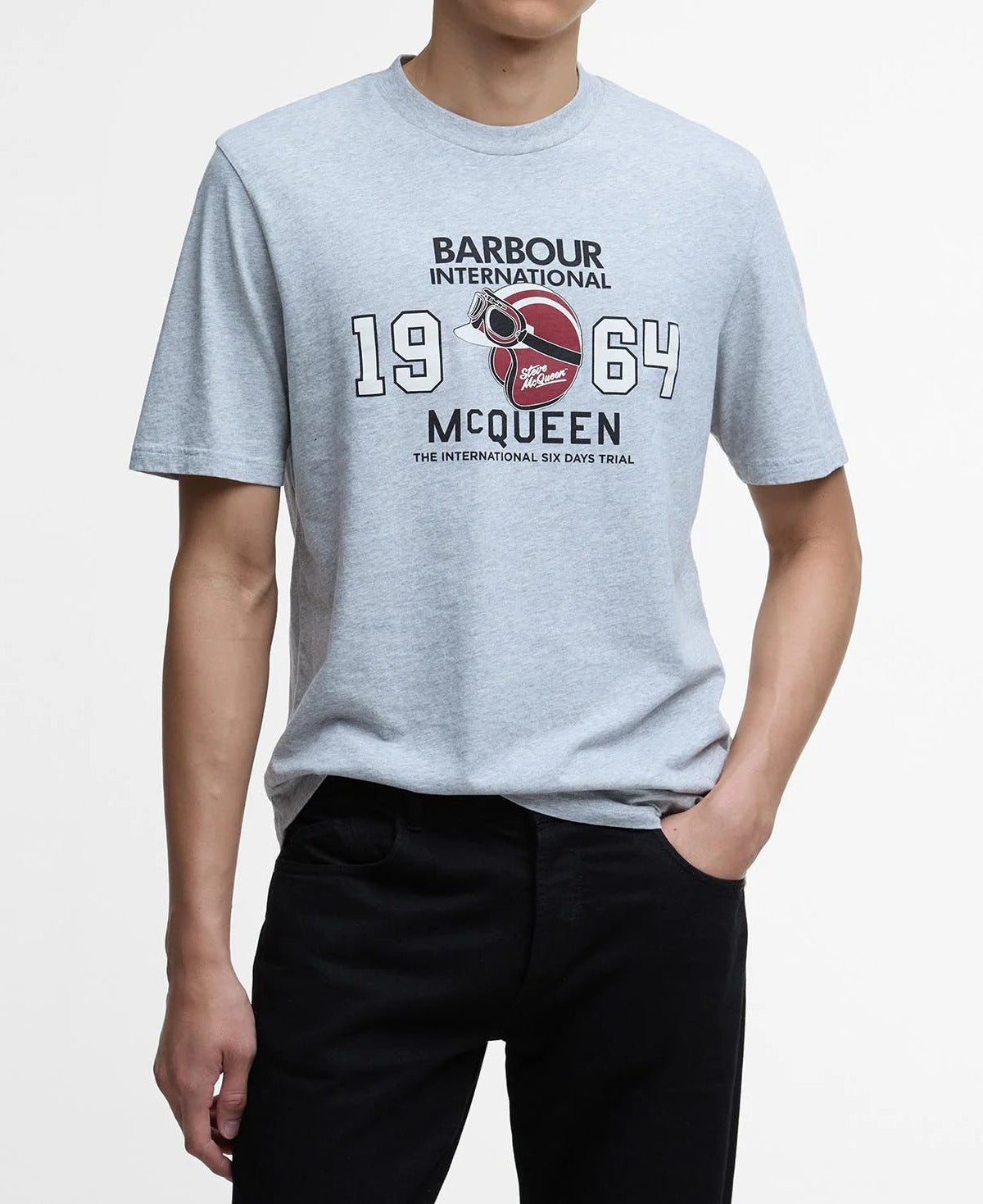 BARBOUR T-Shirt Uomo Giles Steve McQueen-Grey Marl