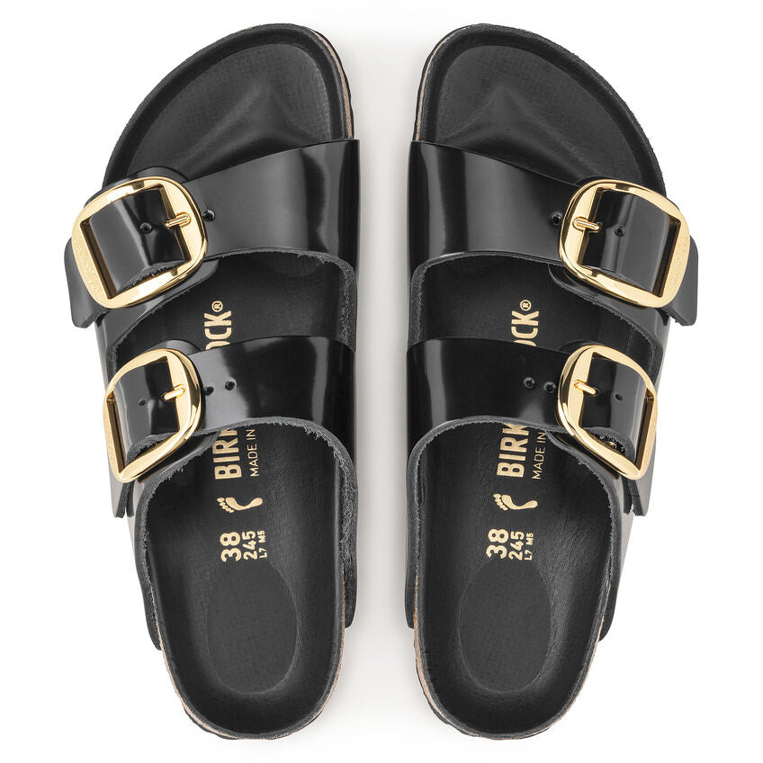 BIRKENSTOCK Ciabatta Donna Arizona Big Buckle Natural Leather Patent-High Shine Black