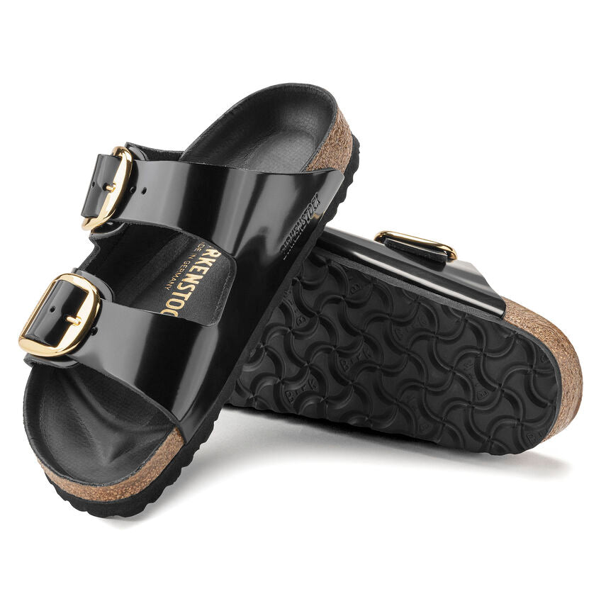 BIRKENSTOCK Ciabatta Donna Arizona Big Buckle Natural Leather Patent-High Shine Black
