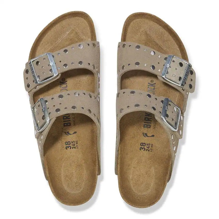 BIRKENSTOCK Ciabatta Donna Arizona Rivet Suede-Taupe