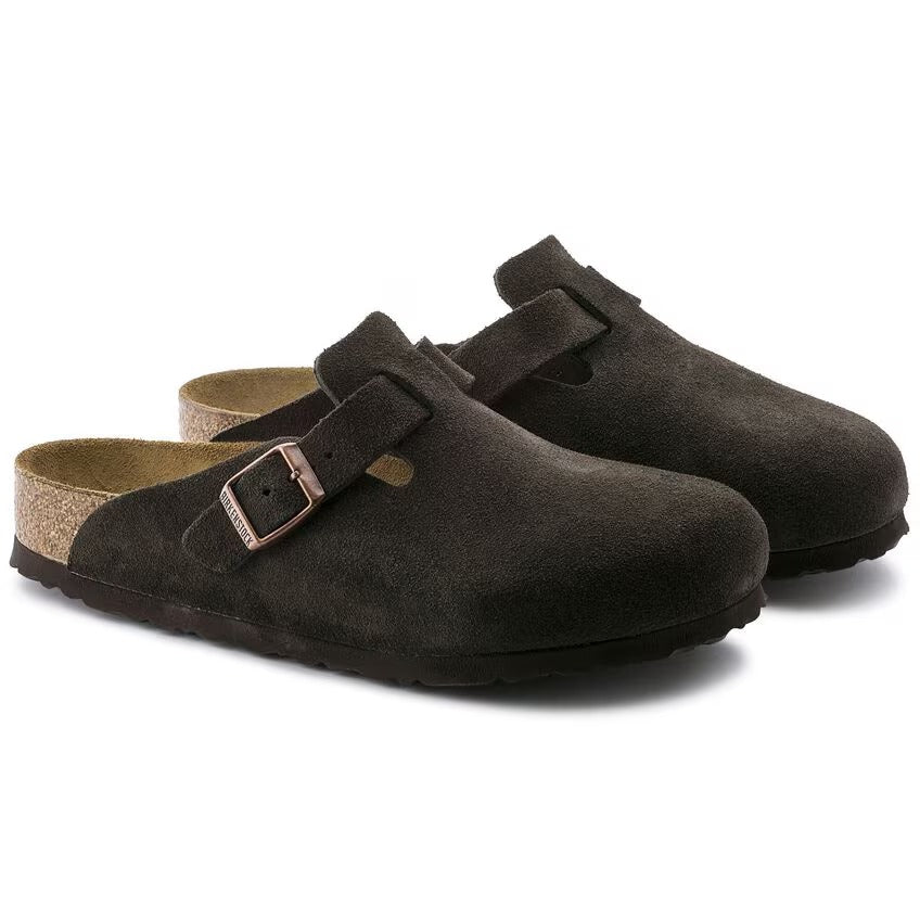 BIRKENSTOCK Ciabatta Donna Boston Soft Footbed Suede-Mocha