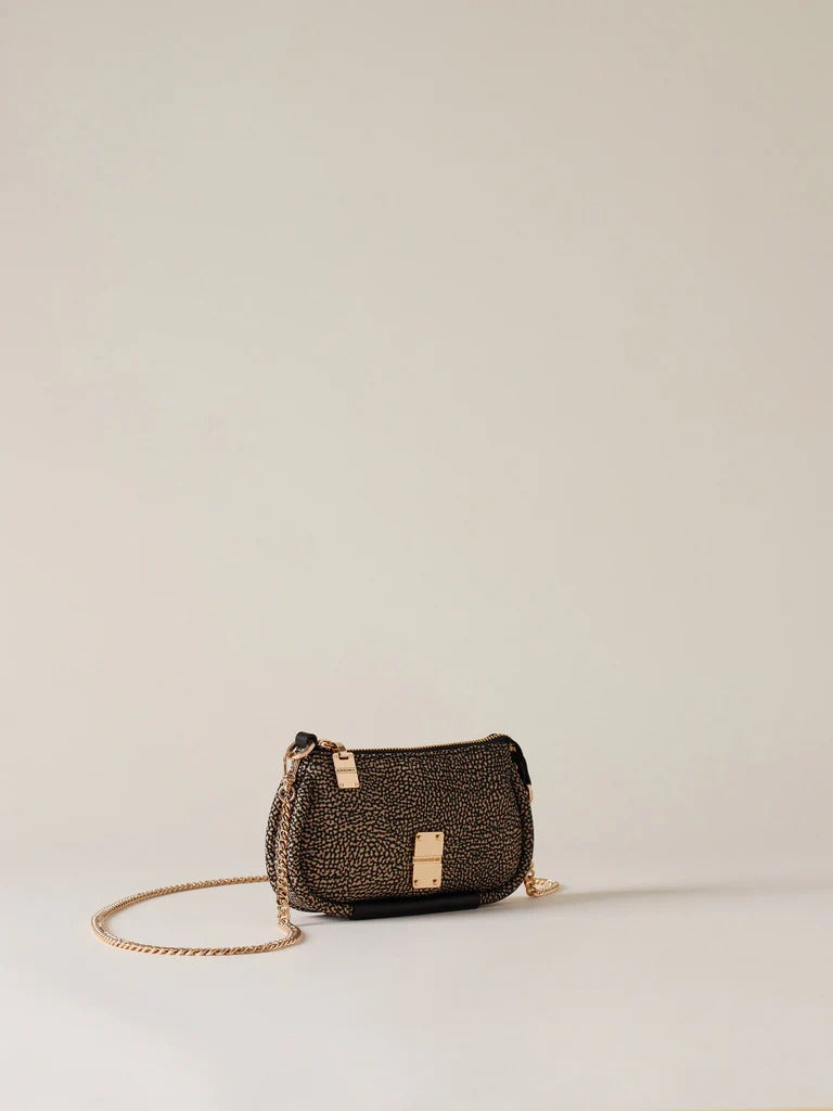BORBONESE Borsa CAHIER TRACOLLA MINI-Naturale Nero