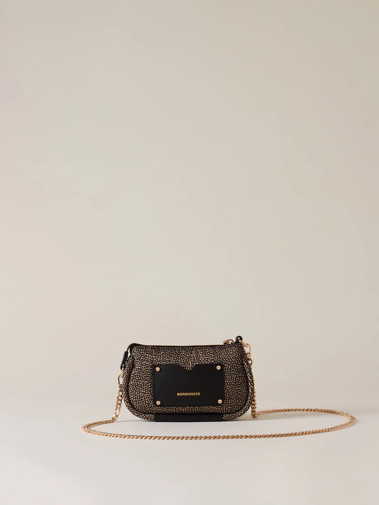BORBONESE Borsa CAHIER TRACOLLA MINI-Naturale Nero