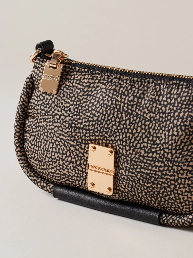 BORBONESE Borsa CAHIER TRACOLLA MINI-Naturale Nero