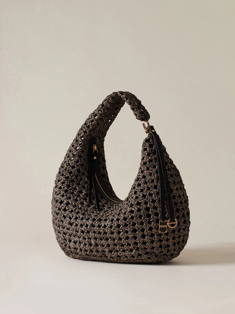 BORBONESE Borsa HOBO LA NIDO MEDIUM-Naturale Nero