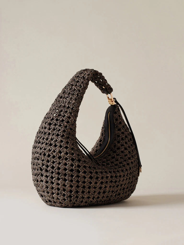 BORBONESE Borsa HOBO LA NIDO MEDIUM-Naturale Nero