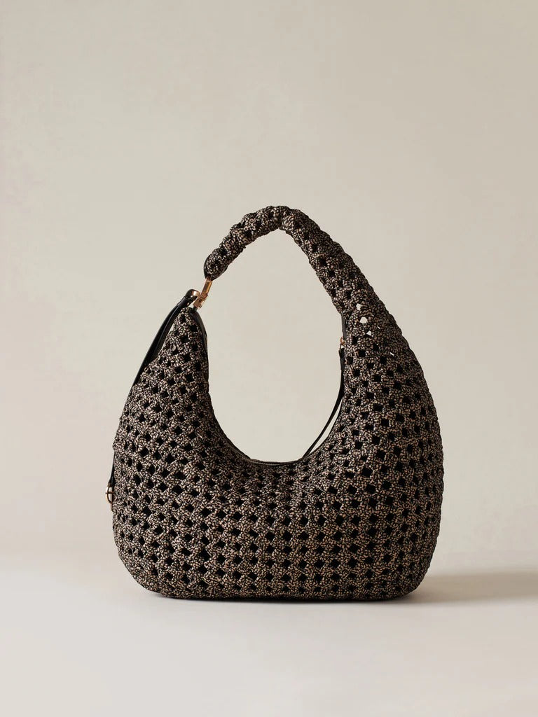 BORBONESE Borsa HOBO LA NIDO MEDIUM-Naturale Nero