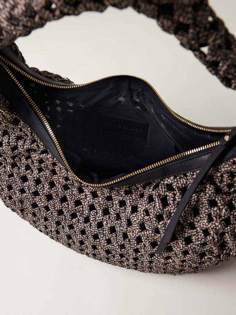 BORBONESE Borsa HOBO LA NIDO MEDIUM-Naturale Nero
