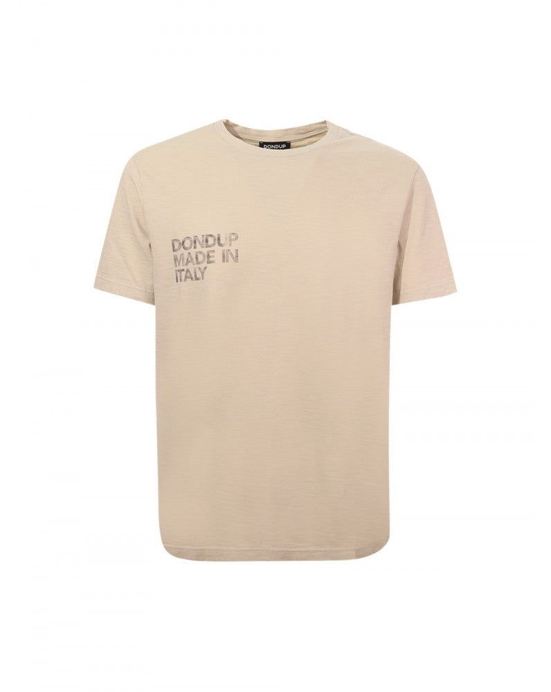DONDUP T-Shirt Uomo Jersey Fiammato Stampa Logo-Lievito