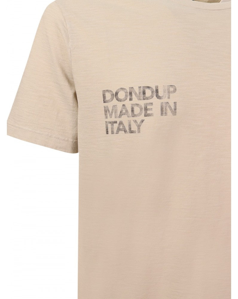 DONDUP T-Shirt Uomo Jersey Fiammato Stampa Logo-Lievito