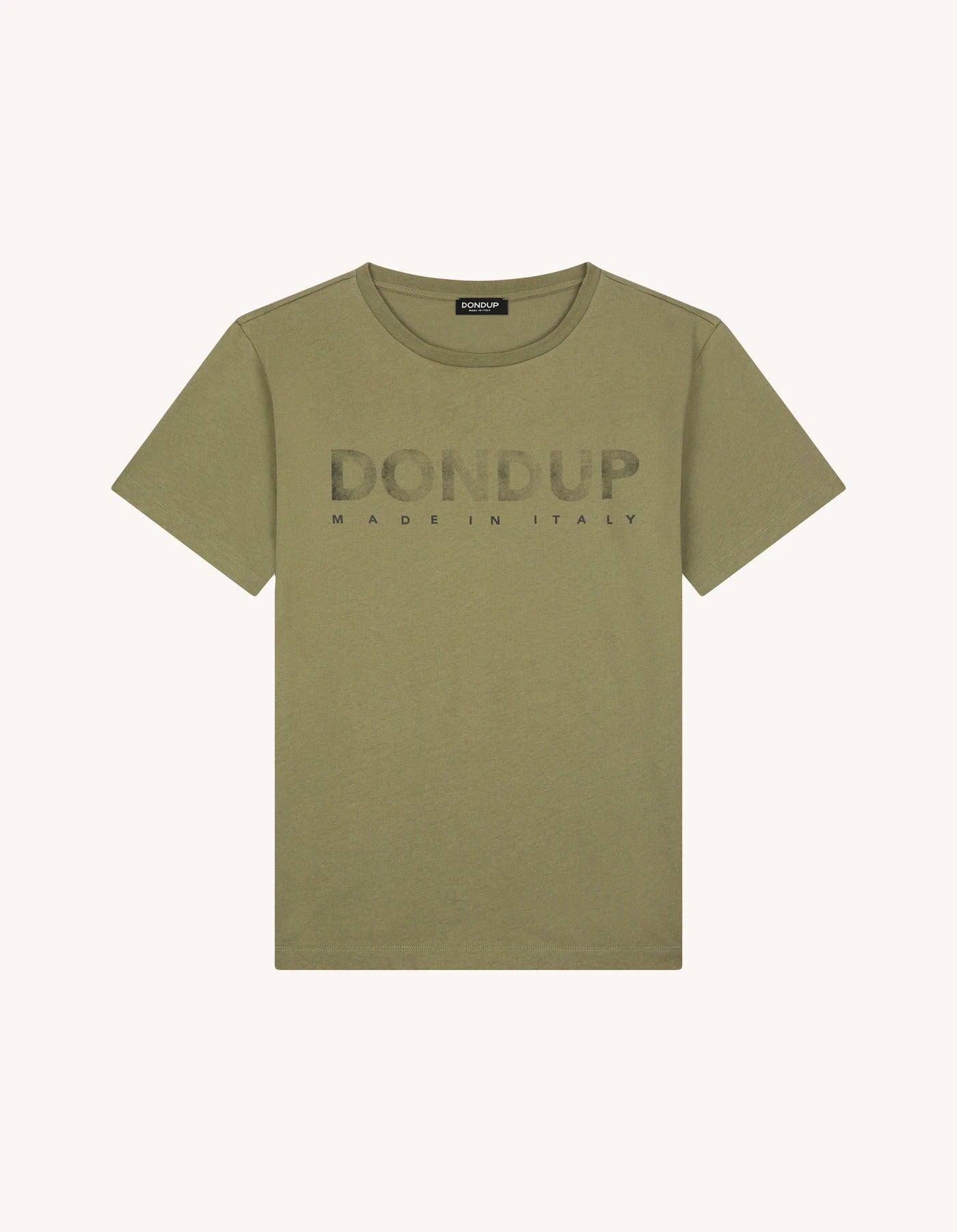 DONDUP T-Shirt Uomo Jersey Maxi Logo-Verde Militare