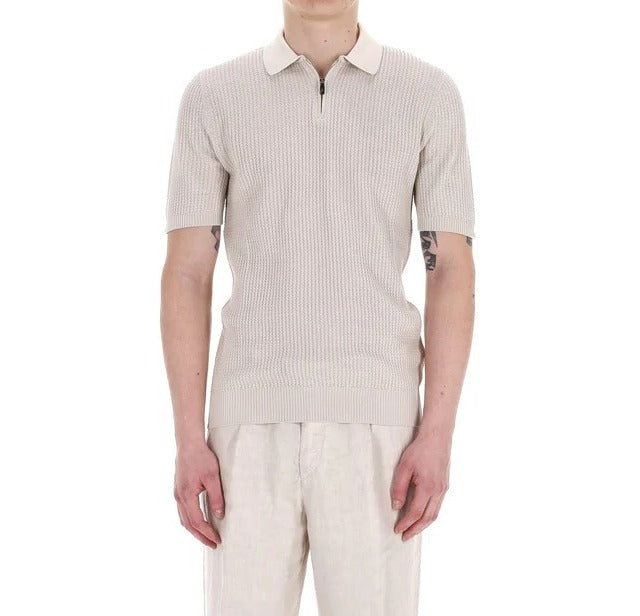 ELEVENTY Polo Uomo Mezza Zip-Sabbia