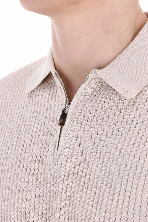 ELEVENTY Polo Uomo Mezza Zip-Sabbia