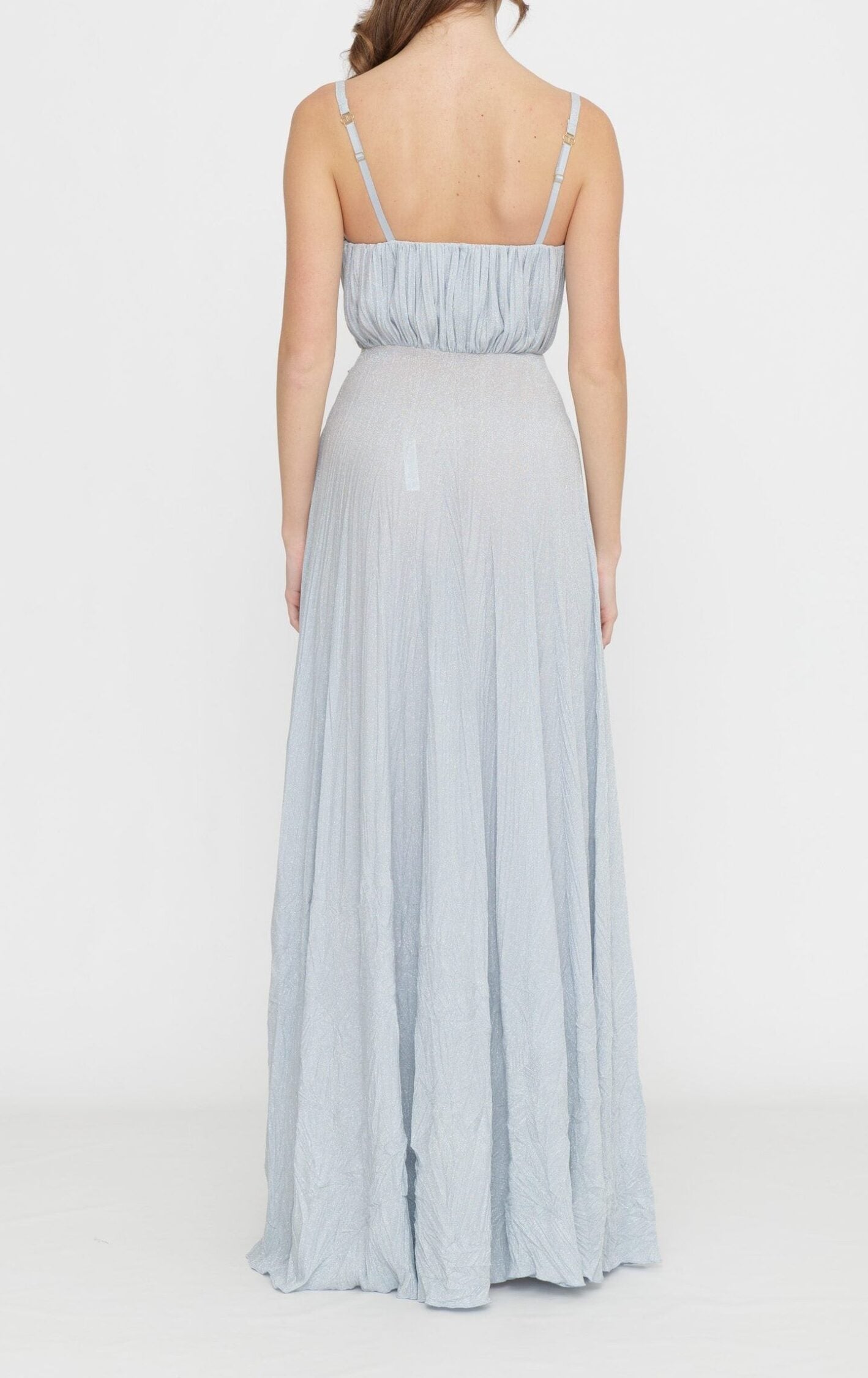 ELISABETTA FRANCHI Abito Red Carpet Jersey Lurex Fiore-Sky Blue