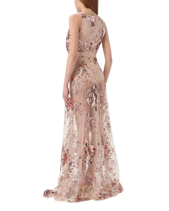 ELISABETTA FRANCHI Abito Red Carpet Paillettes-Rosa Baby