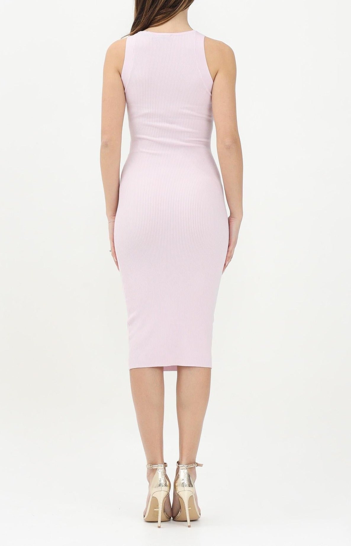 ELISABETTA FRANCHI Abito Midi Costine Cut Out-Quarzo