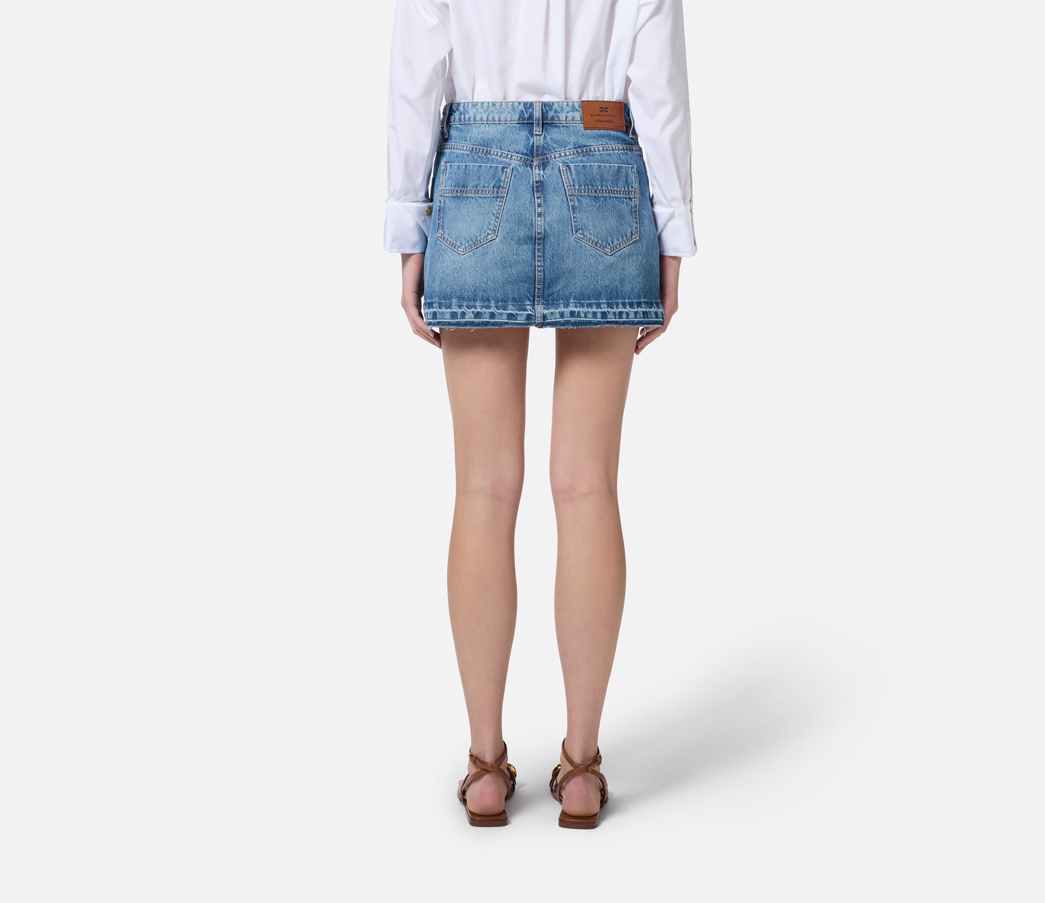 ELISABETTA FRANCHI Minigonna Jeans Fiori-Blue Denim