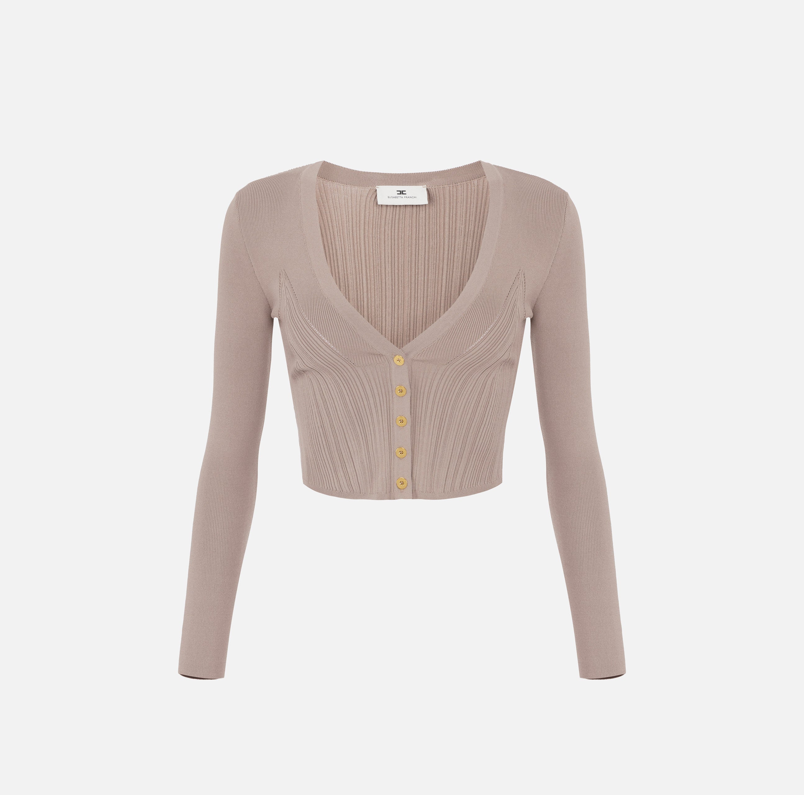 ELISABETTA FRANCHI Cardigan Viscosa Cropped-Greige