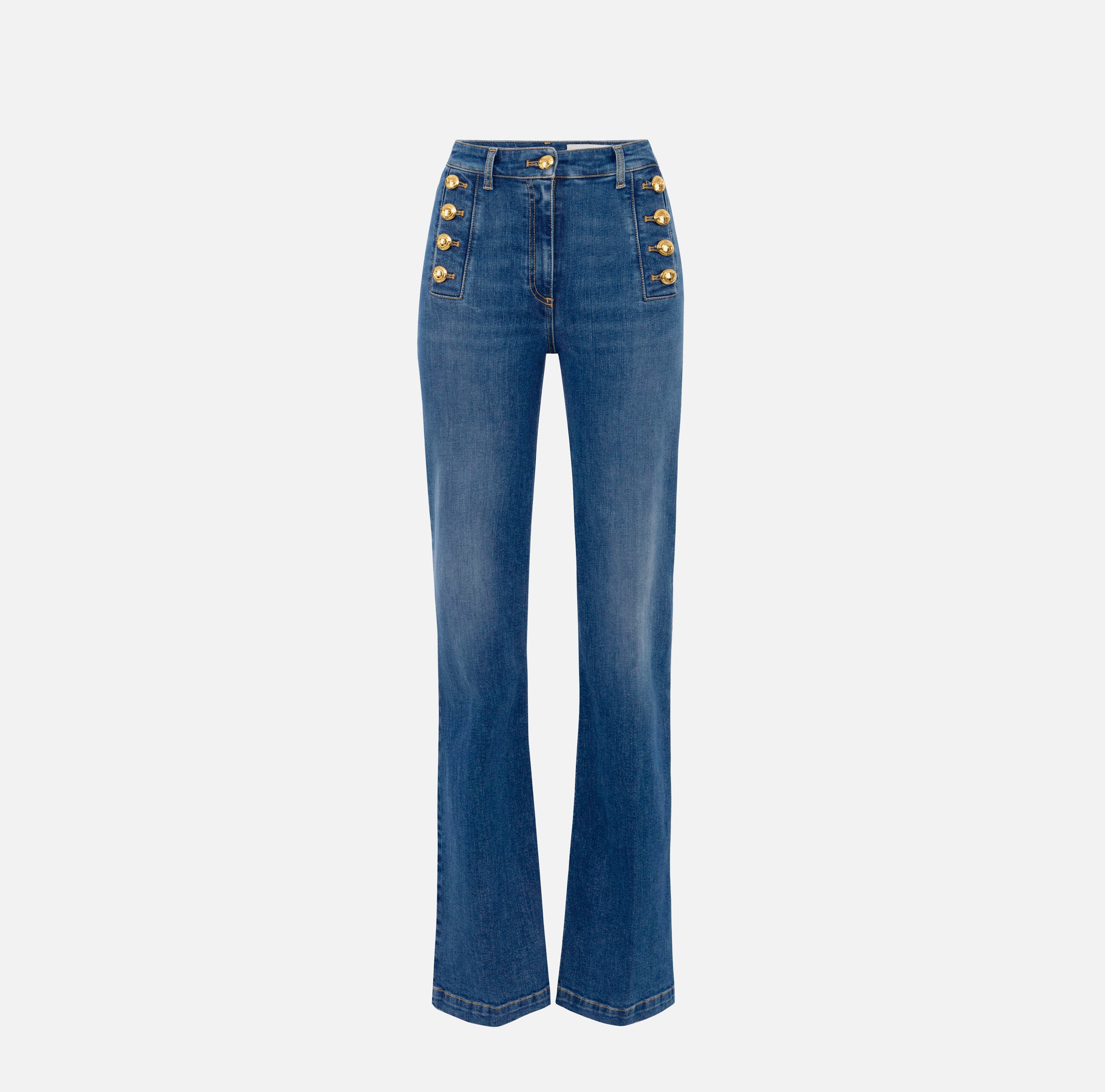ELISABETTA FRANCHI Jeans Zampa Bottoni-Blue Vintage