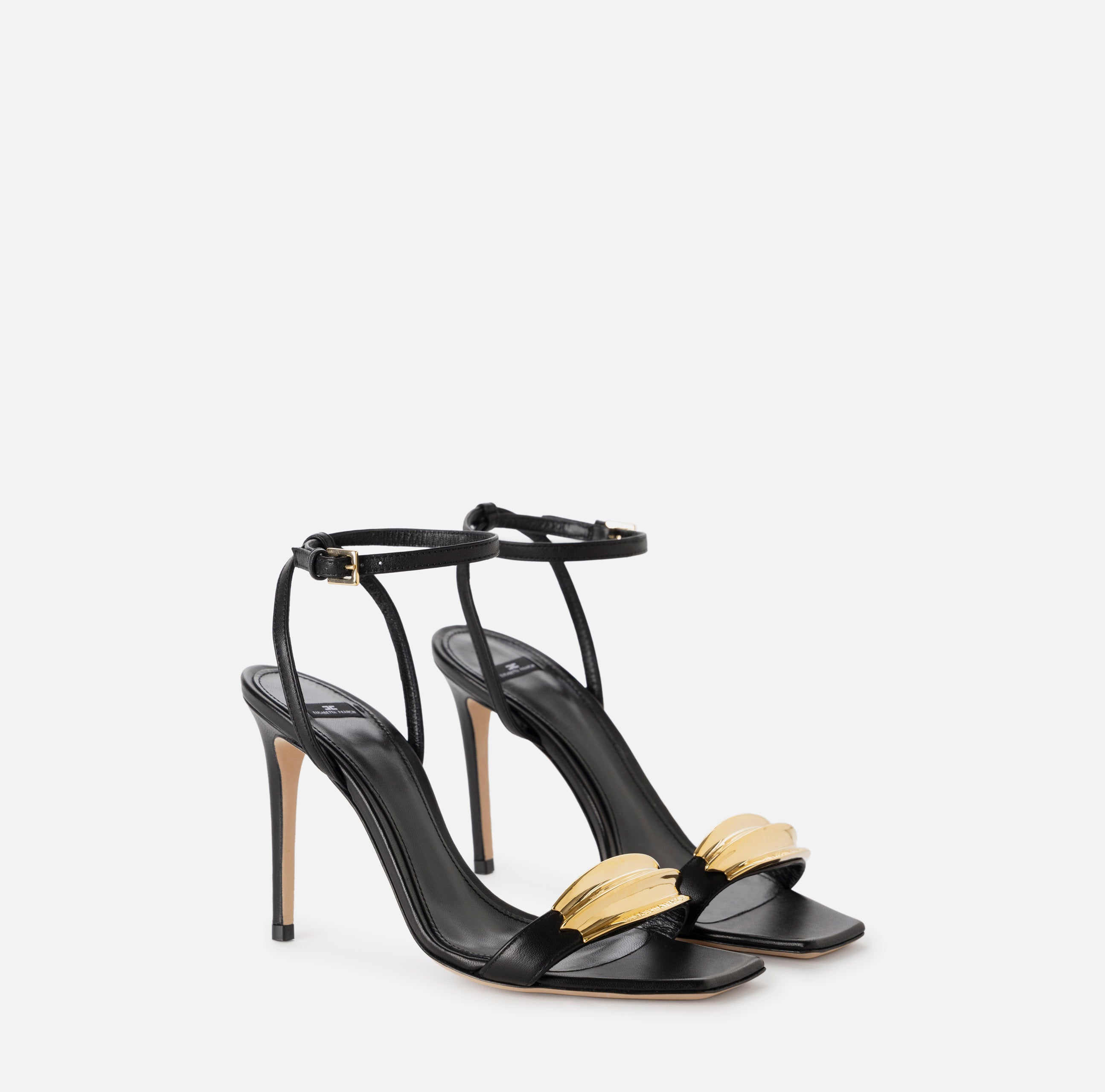 ELISABETTA FRANCHI Sandalo Pelle Foglia-Nero