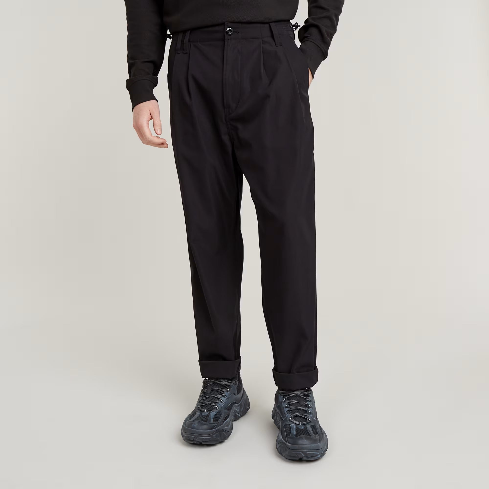 G-STAR RAW Pantalone Uomo Pleated Tech Chino-Black