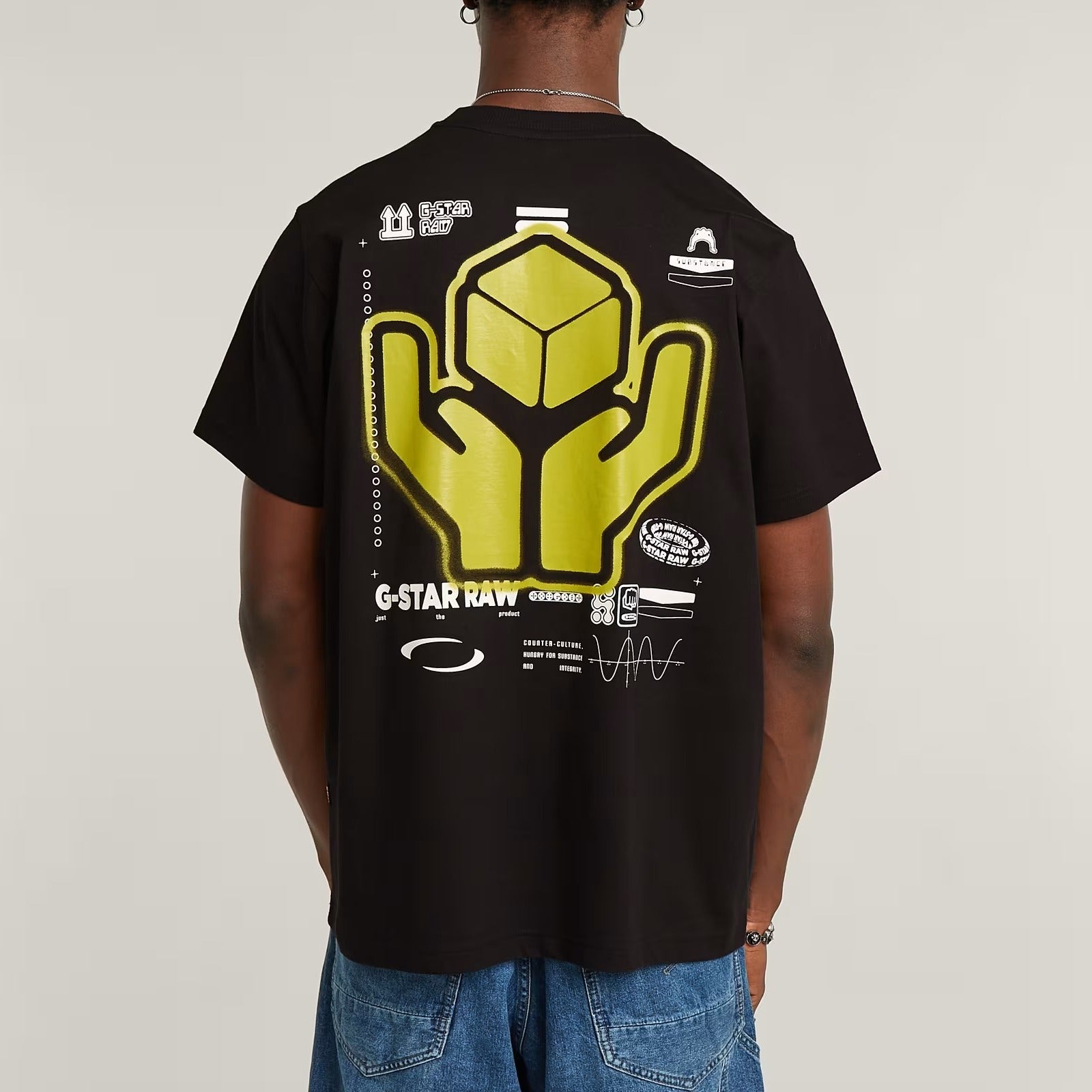 G-STAR RAW T-Shirt Uomo Back Graphic Loose-Dark Black