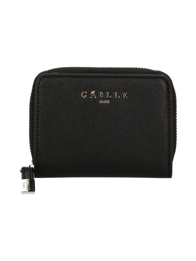 GAELLE PARIS Portafoglio Mini Zip Around Logo metallo-Nero