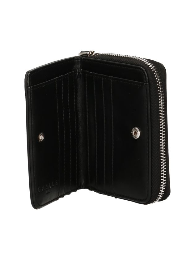 GAELLE PARIS Portafoglio Mini Zip Around Logo metallo-Nero
