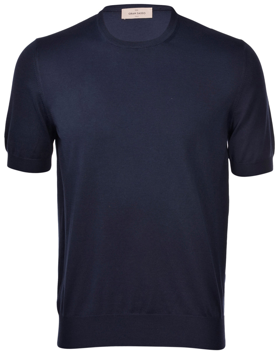 GRAN SASSO T-Shirt Uomo Maglia Cotone Organico-Navy