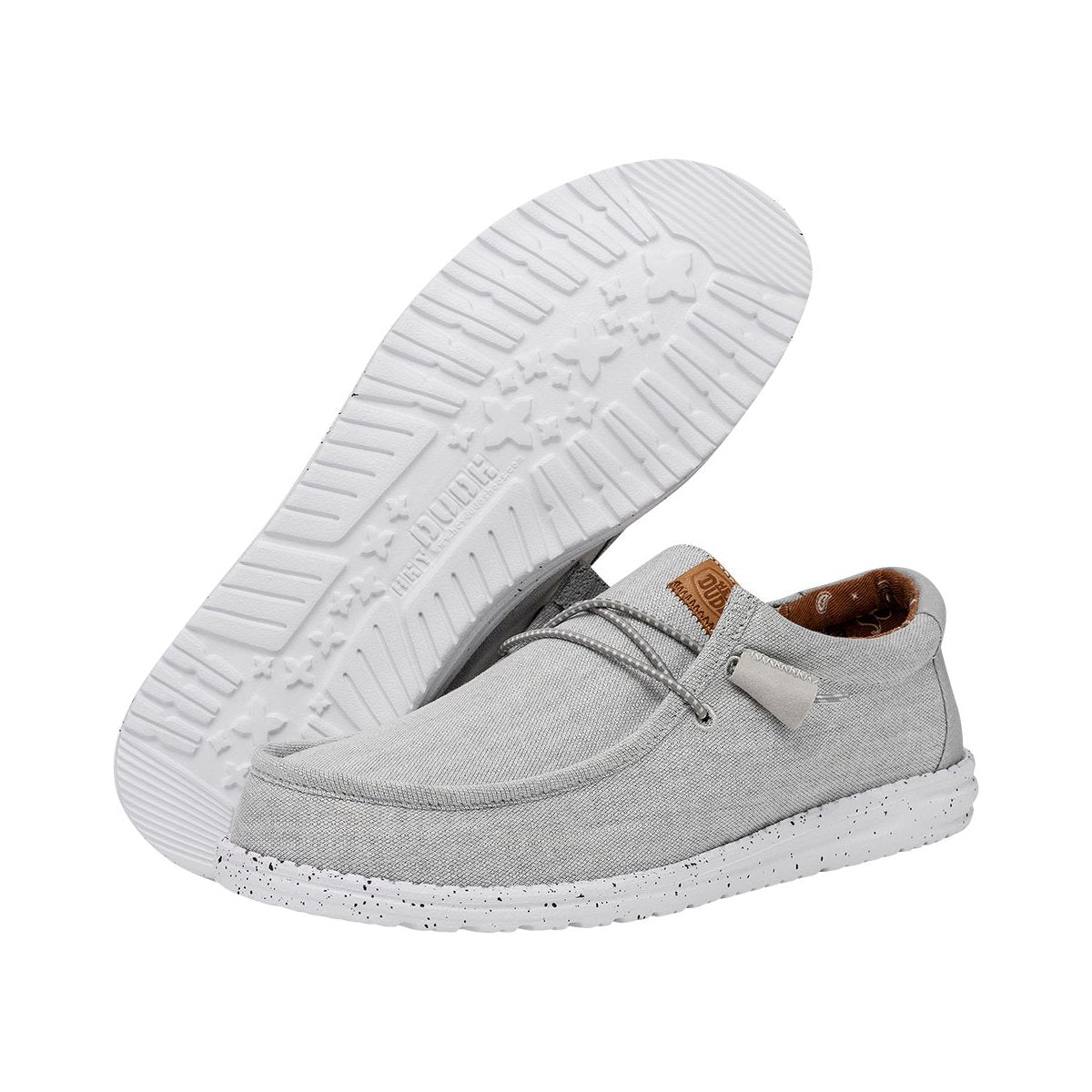 HEY DUDE Mocassino Uomo Wally Washed Canvas-Light Grey
