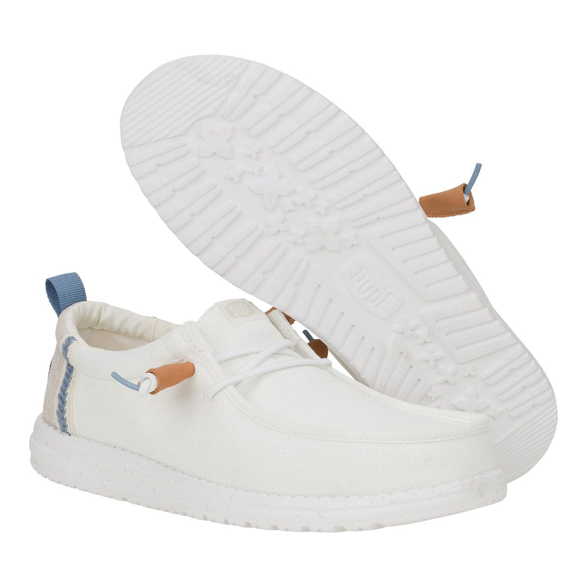 HEY DUDE Mocassino Uomo Wally Summer Linen-White Stone Grey