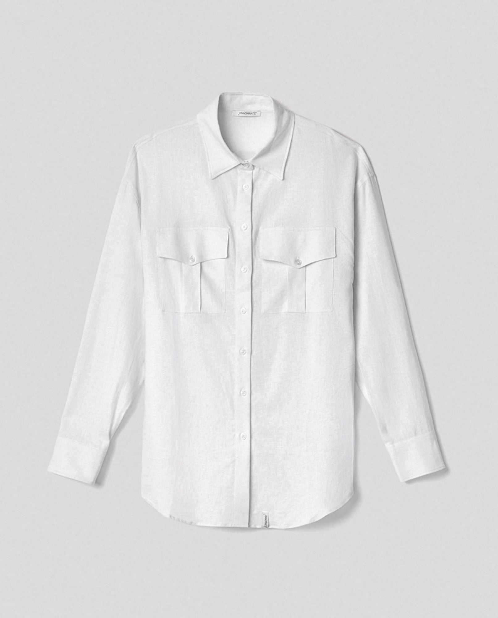 HINNOMINATE Camicia Donna Lino tasche frontali-Bianco