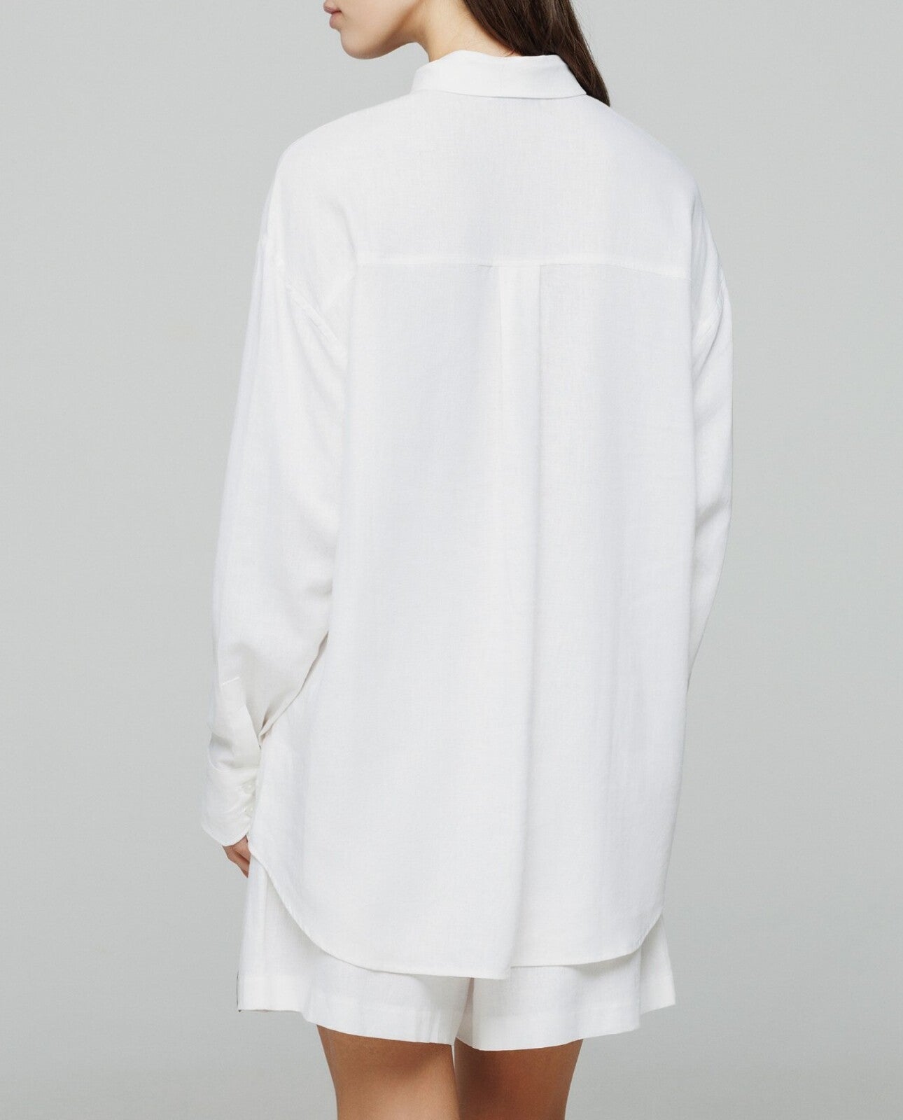 HINNOMINATE Camicia Donna Lino tasche frontali-Bianco
