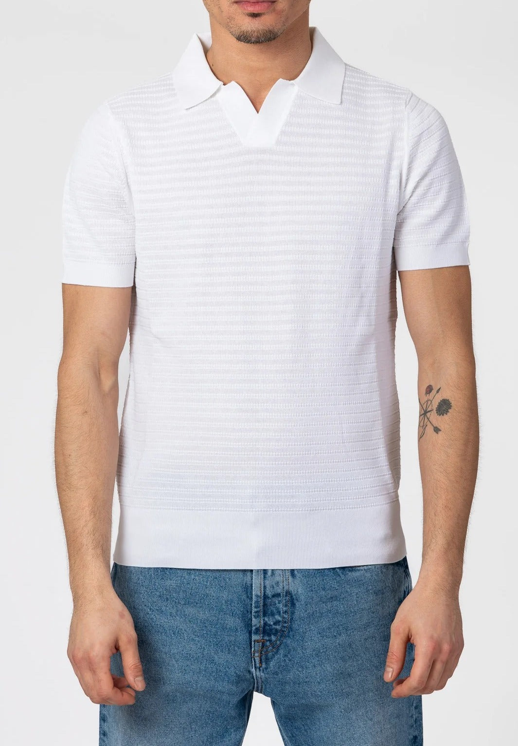 KANGRA Polo Uomo Punto Pannocchia-Bianco