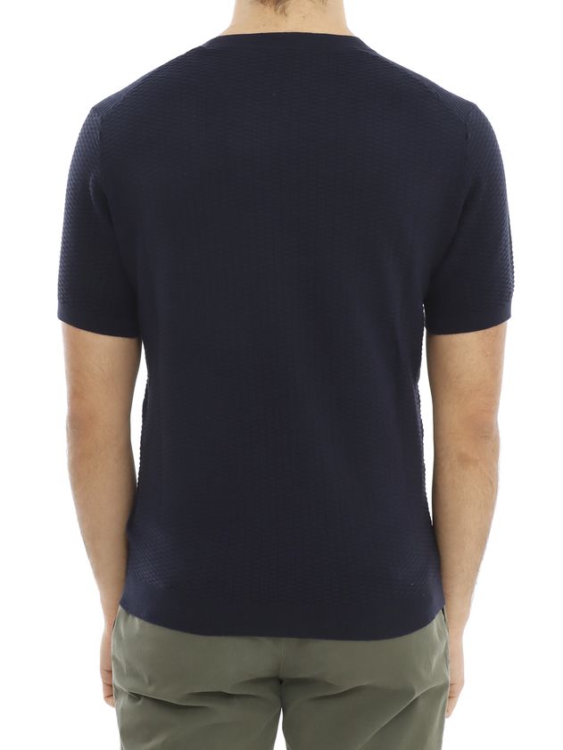 KANGRA Maglia Uomo Girocollo Cotone Lino-Blu