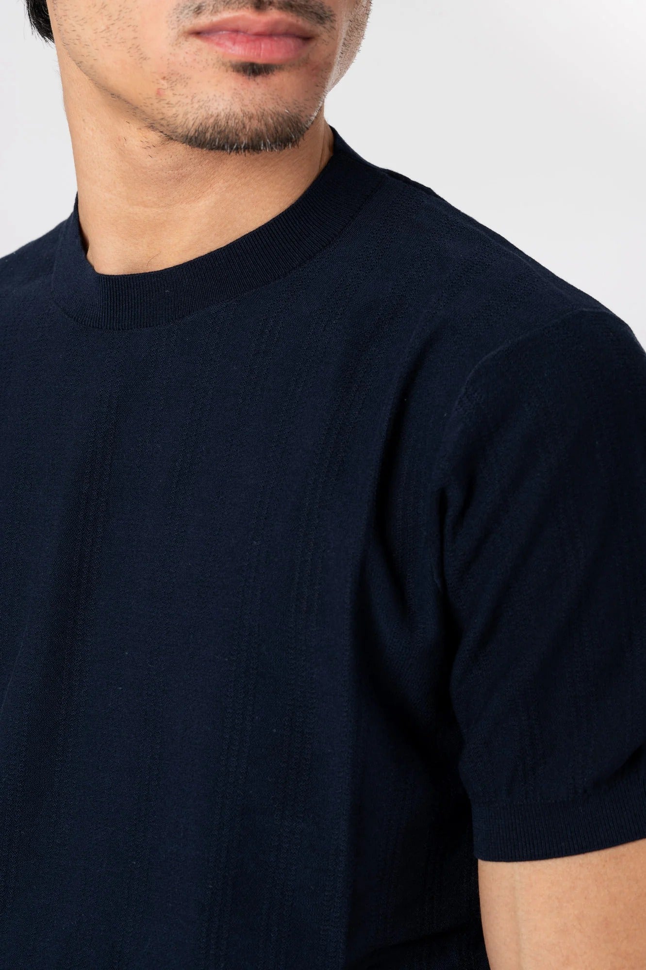 KANGRA Maglia Uomo Girocollo Coste Verticali-Blu
