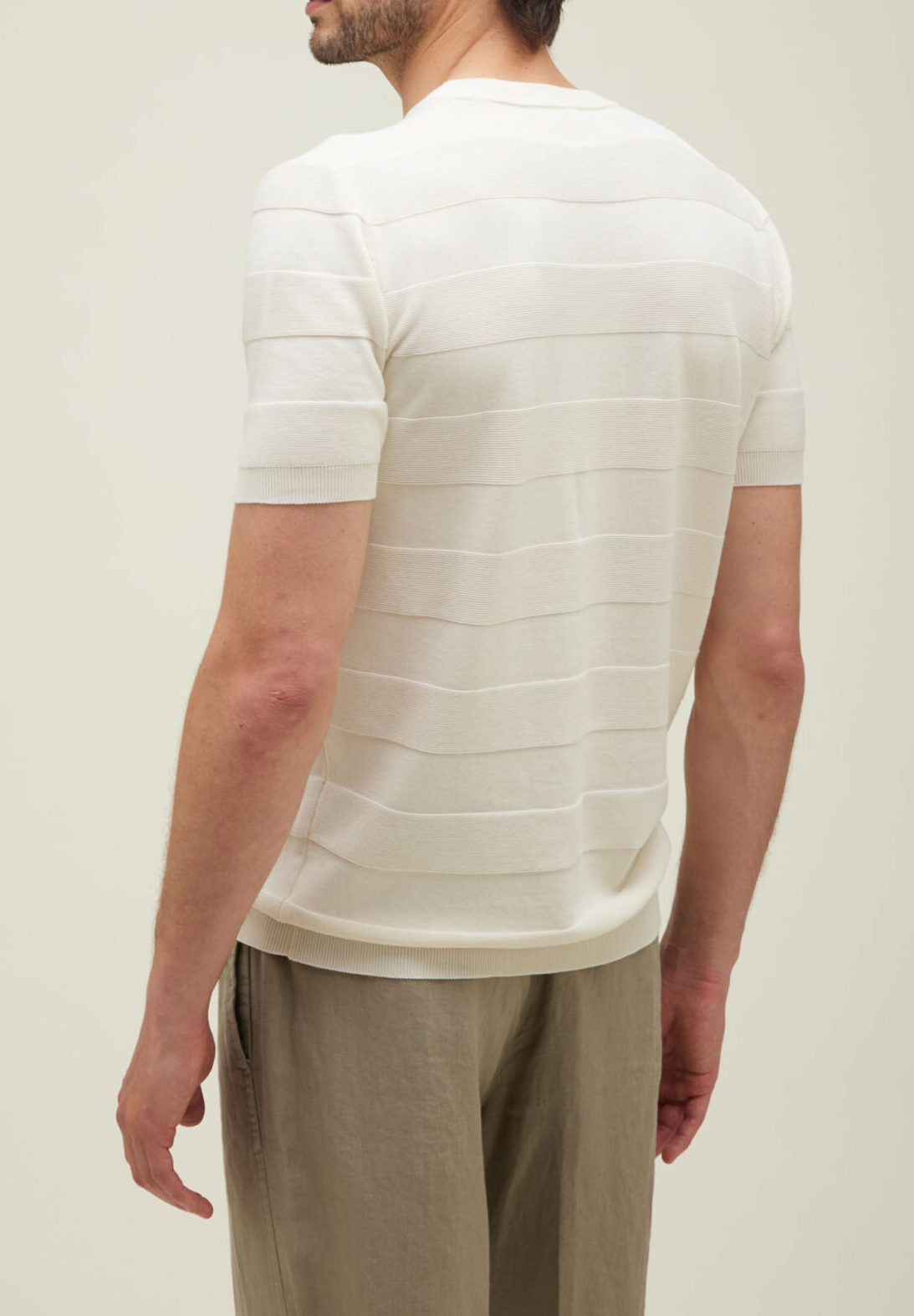 KANGRA Maglia Uomo Girocollo Righe Orizzontali-Bianco