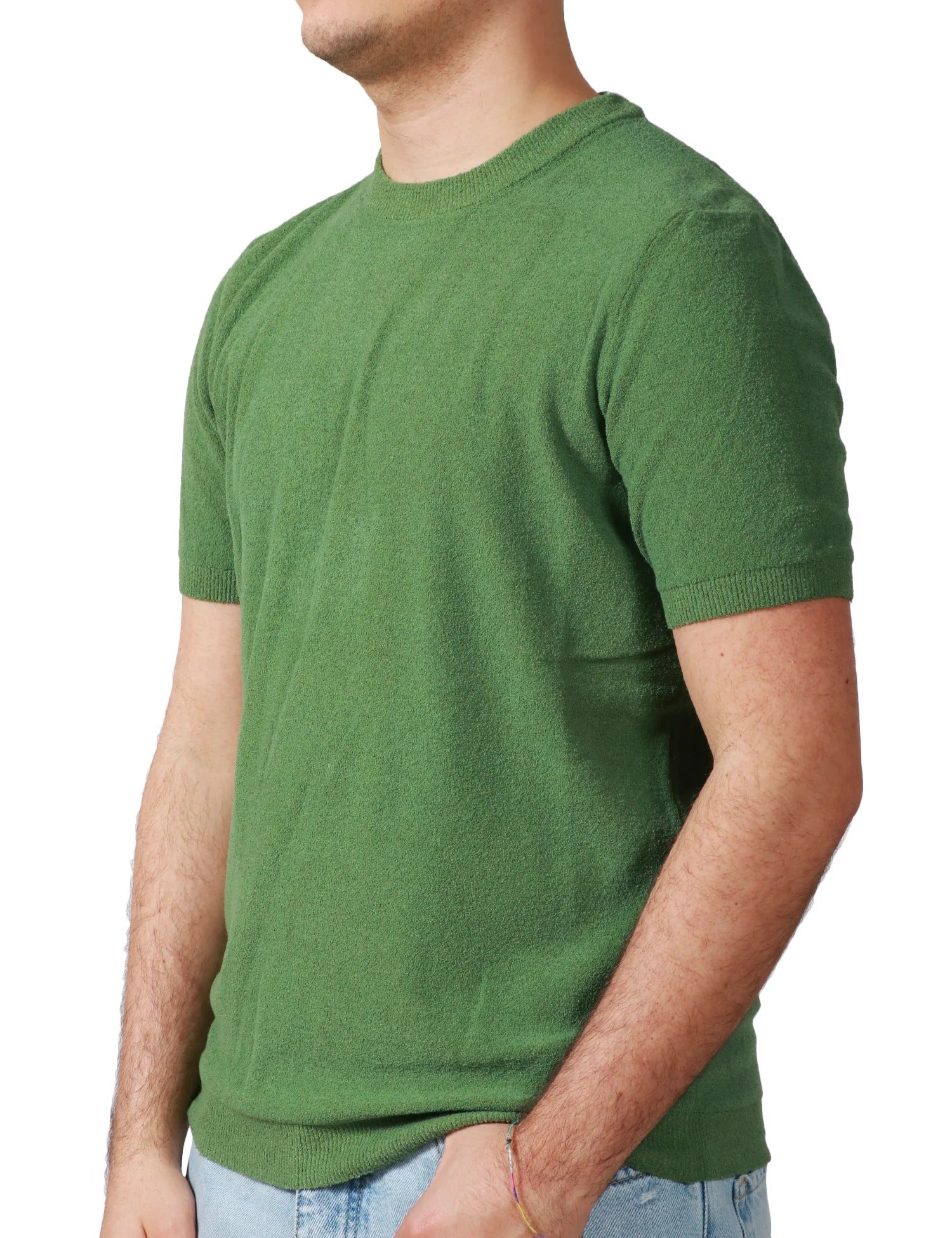 KANGRA Maglia Uomo Girocollo Rasato Rovescio-Verde Salvia