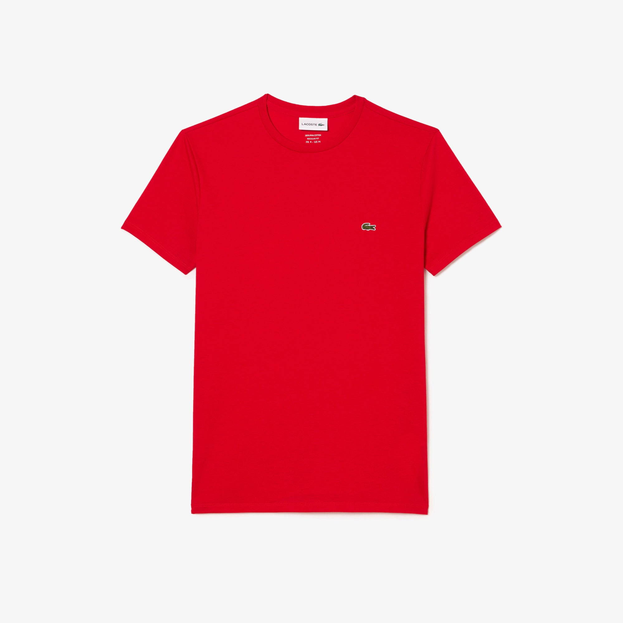 LACOSTE T-Shirt Uomo Cotone Pima-Rosso