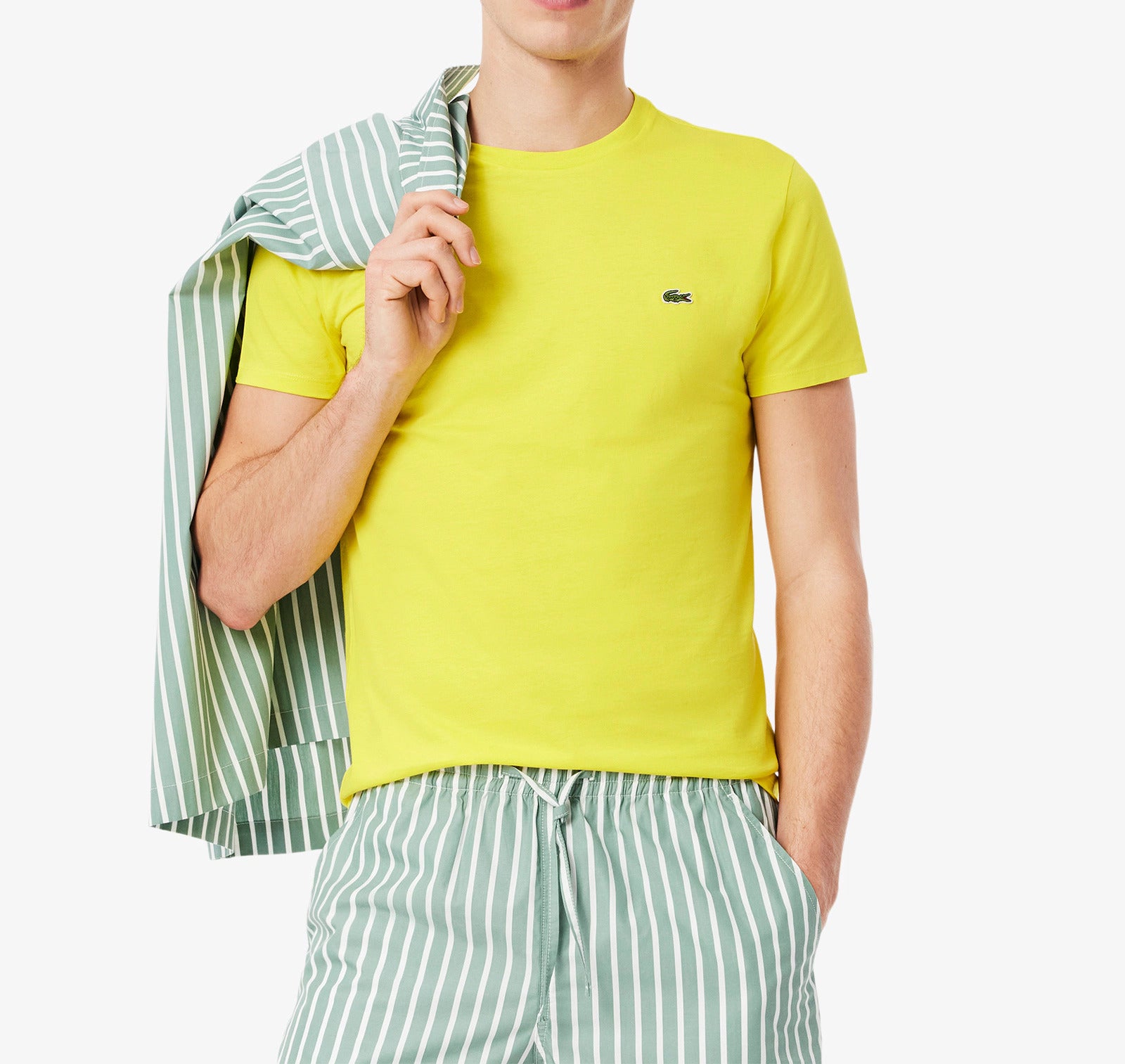 LACOSTE T-Shirt Uomo Cotone Pima-Giallo