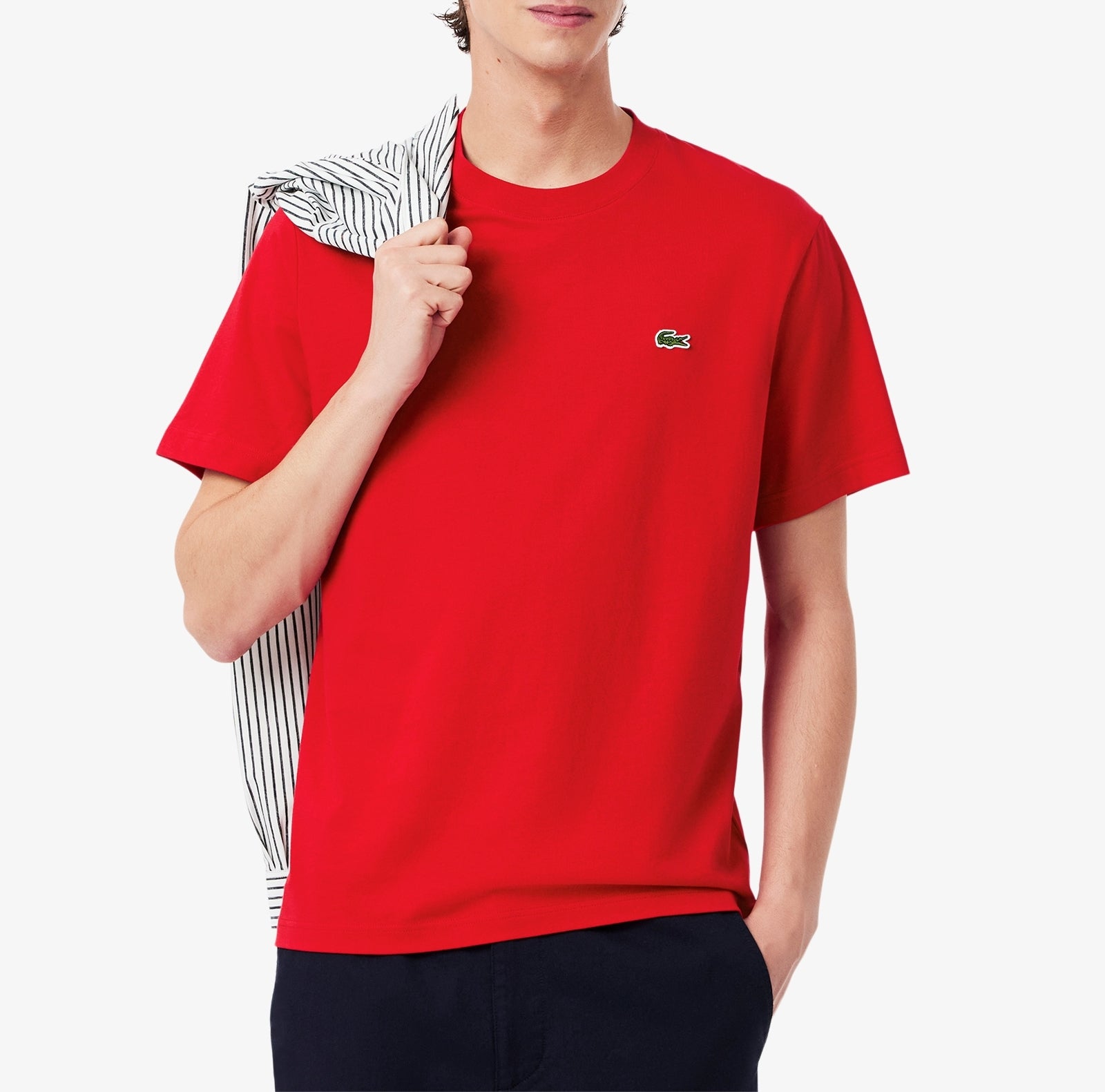 LACOSTE T-Shirt Uomo Cotone-Rosso
