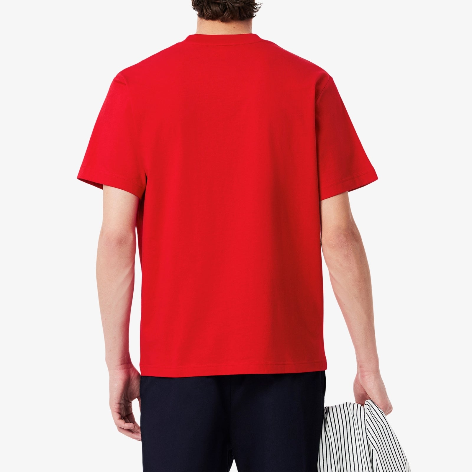 LACOSTE T-Shirt Uomo Cotone-Rosso