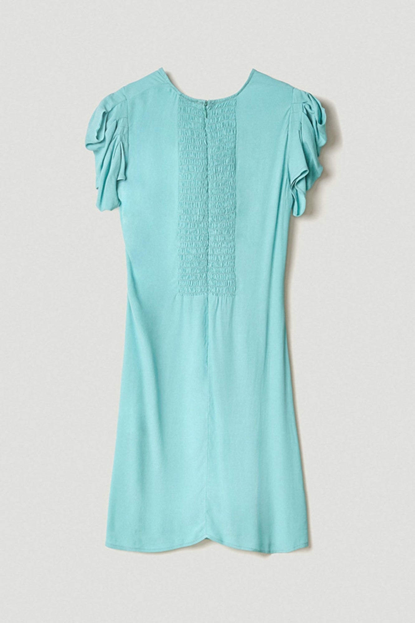 MAR DE MARGARITAS Abito Corto Karin con Drappeggio e Bottoncini-Blue Vert