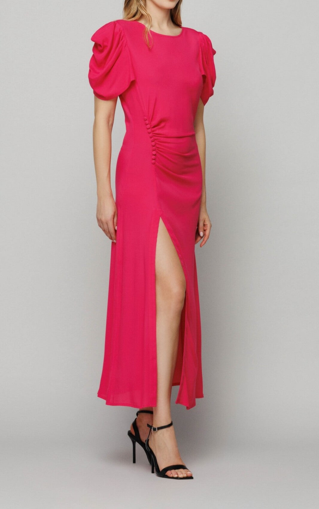 MAR DE MARGARITAS Abito Midi Kristel con drappeggio e bottoncini-Fucsia
