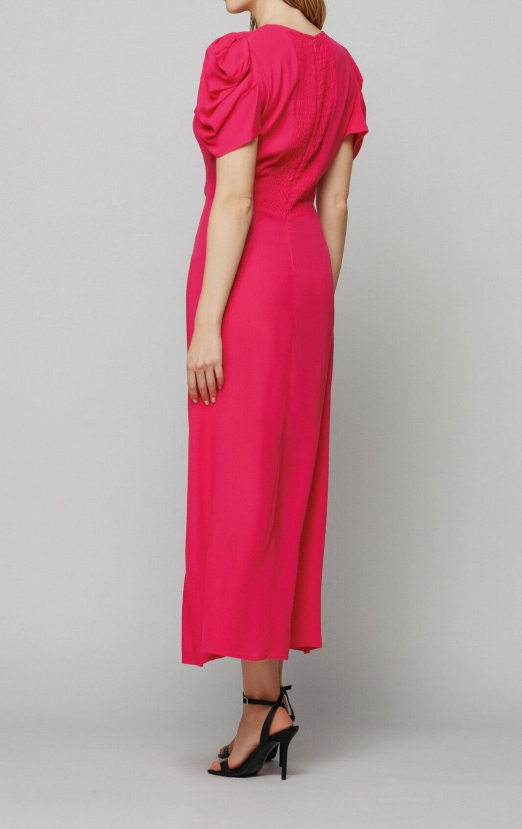 MAR DE MARGARITAS Abito Midi Kristel con drappeggio e bottoncini-Fucsia