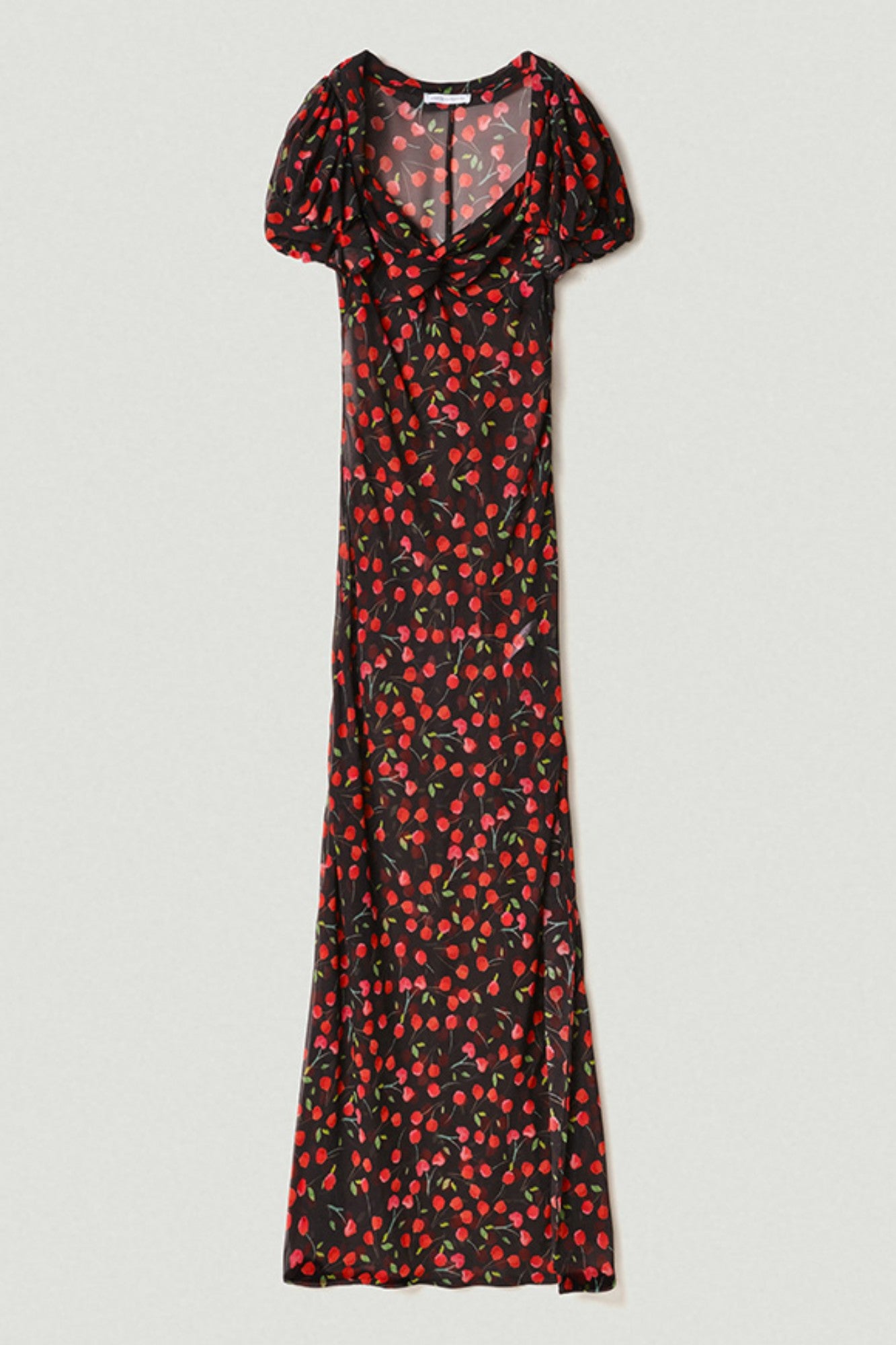 MAR DE MARGARITAS Abito Lungo Benedetta in Georgette con manica a palloncino-Cerises Noir