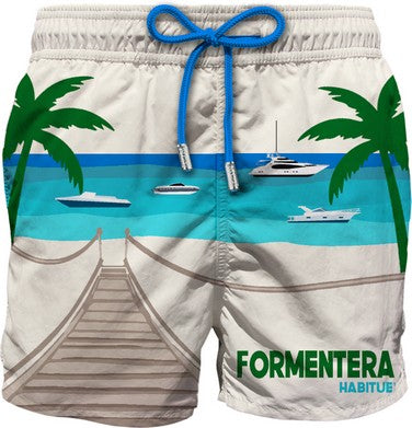 MC2 SAINT BARTH Boxer Uomo Gustavia Placed Print-Formentera Postcard Bianco