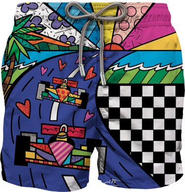 MC2 SAINT BARTH Boxer Uomo Gustavia Placed Print-Britto Race Navy